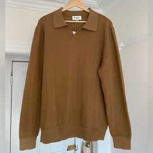 Good fellow Knit Polo Long Sleeve Men Size large men Brown